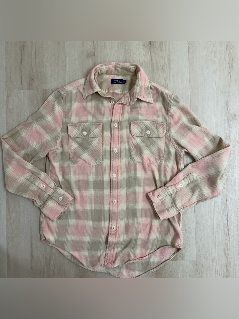 Ralph Lauren Pink and Cream Plaid Button-Down Flannel